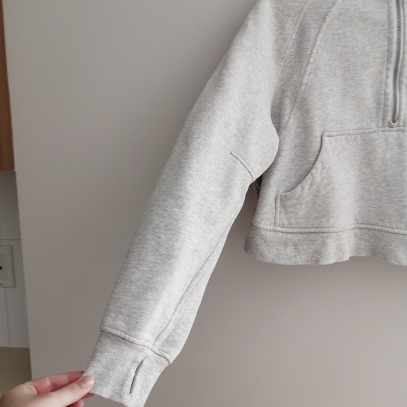 Lululemon Scuba Oversized 1/2 Half Zip Hoodie Fleece Lined Light Gray M/L - Picture 7 of 16